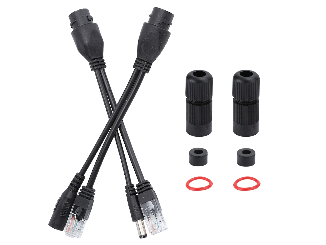 Cabo Adaptador Poe Impermeável Injetor Divisor Dc12v Ieee802.3af Abs 10/100mbps Cat5/5e/6 Preto