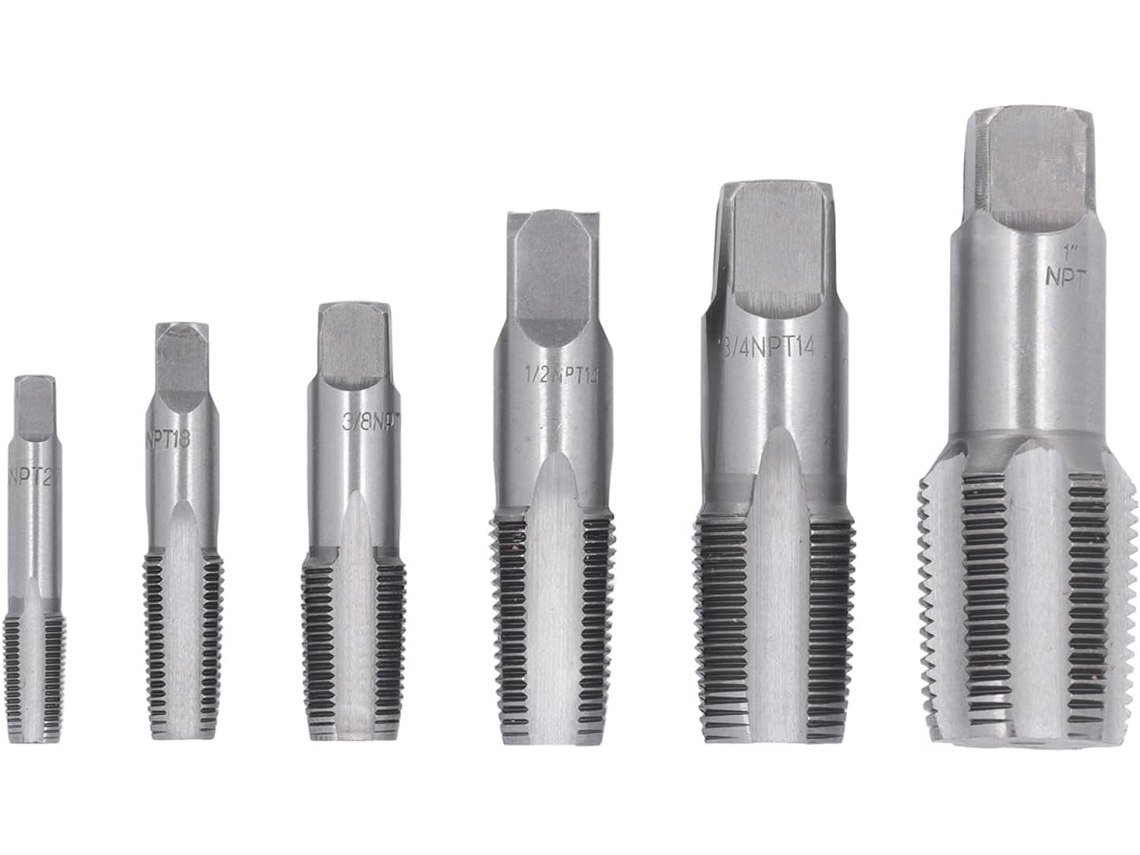 Kit De Herramientas De 6 Piezas De Acero Al Carbono Para Machos De Roscar Y Tuberías Npt