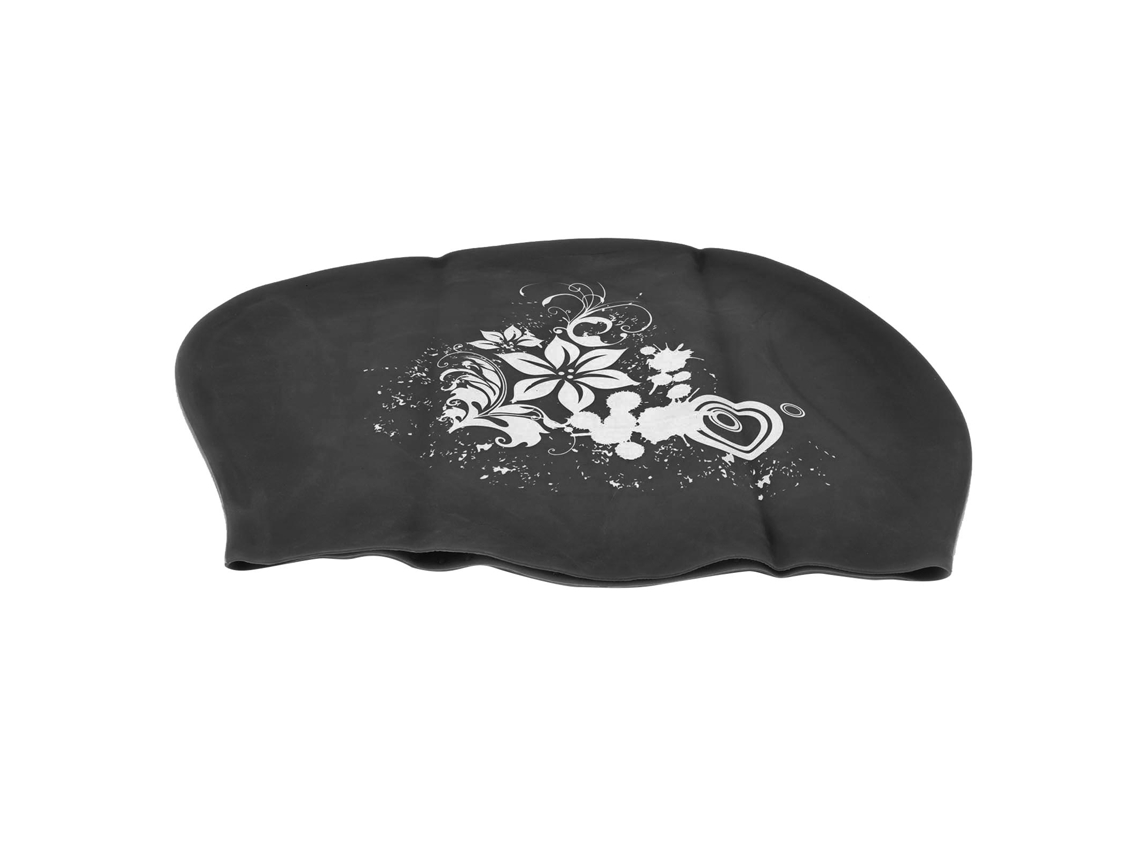 Gorro de natación de silicona negro impermeable para cabello corto o largo.