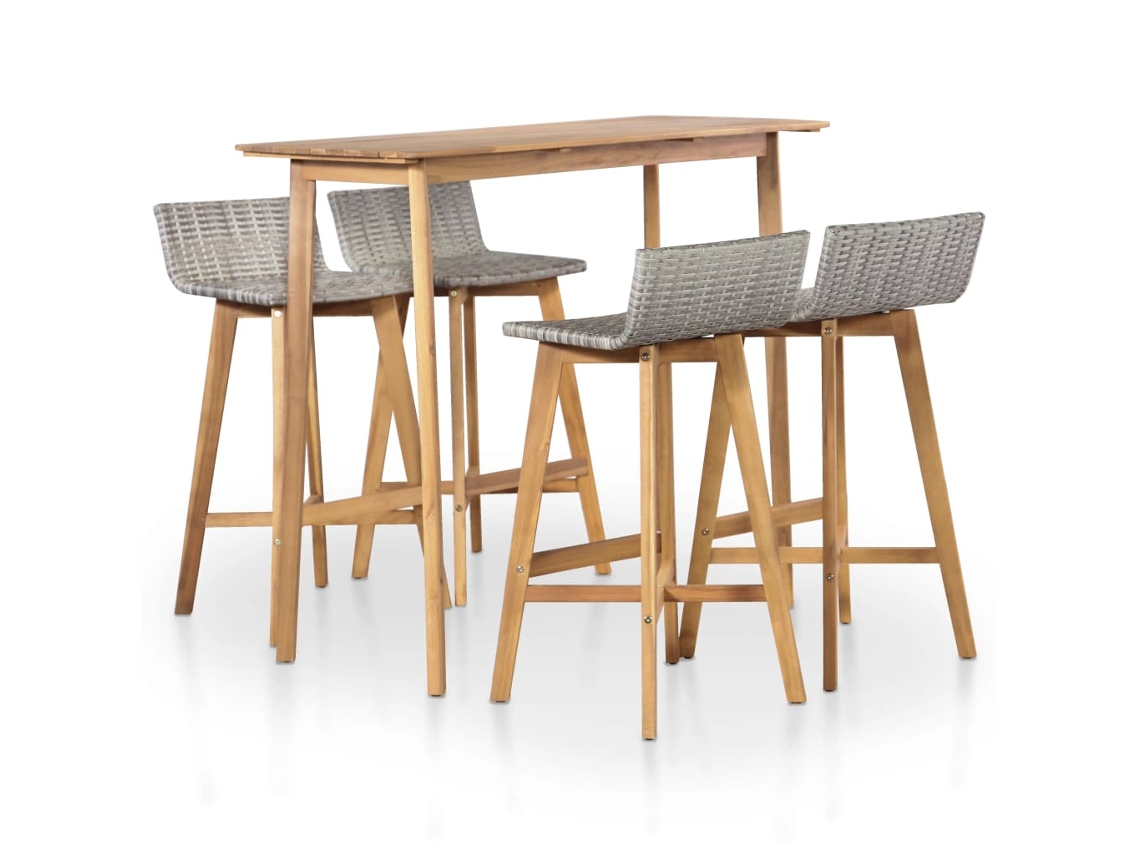 Juego de comedor para exteriores de madera maciza de acacia Dkd Home Decor