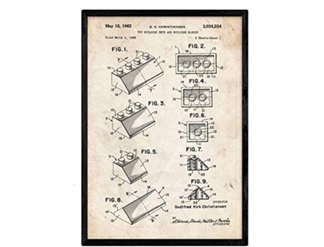 Póster NACNIC con Patente de Lego. con Diseño de Patente Antigua.