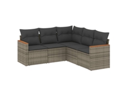 Conjunto 5 de sofás jardín con cojines VIDAXL ratán sintético gris