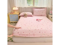 Funda De Colchón, Sábana Bajera Ajustable Estampada De Algodón Puro, Apta Para Habitación Infantil. Cachorro Rosa, 90x200cm. Panoona
