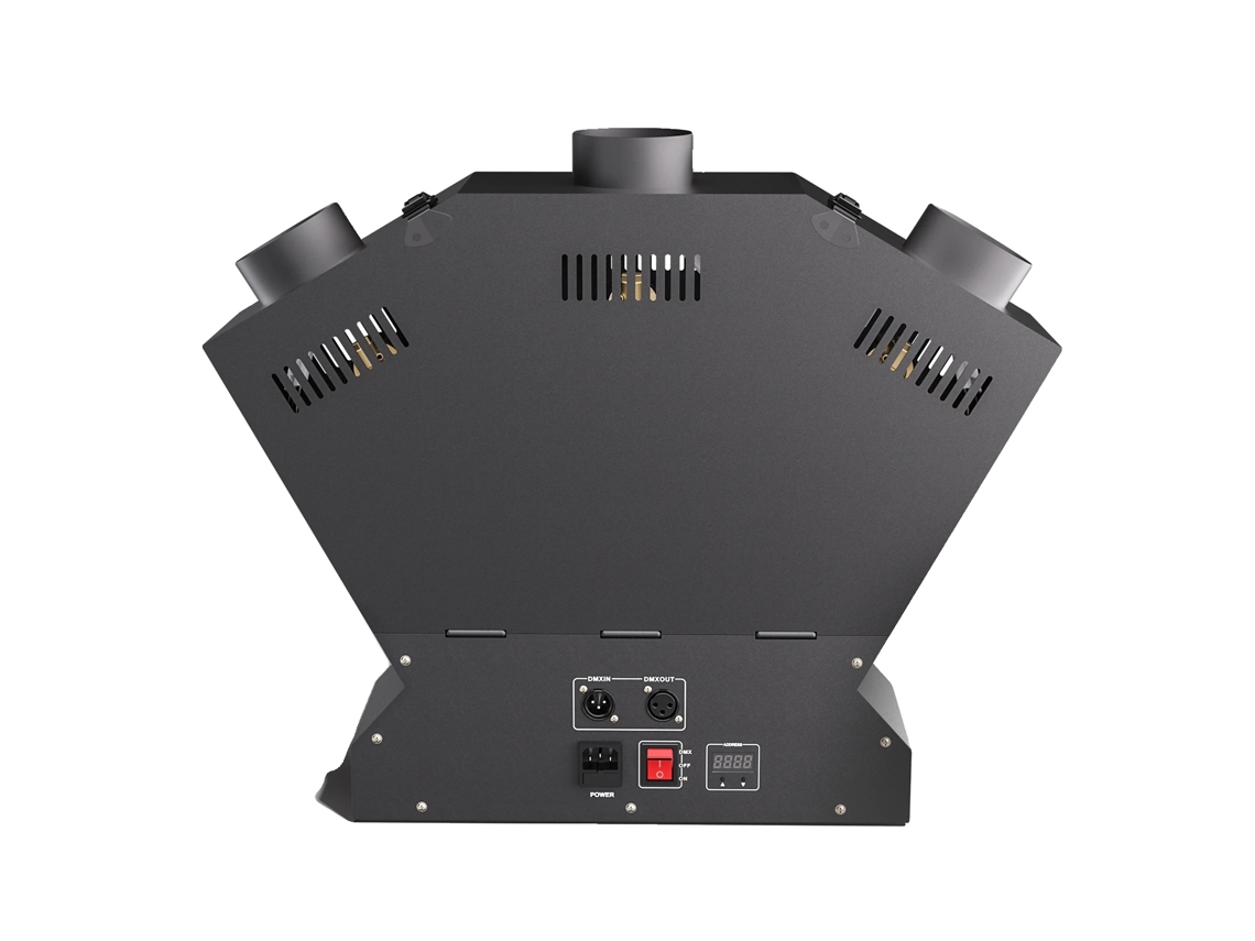 Farol de tres cabezas de 200 W, control DMX512, ajuste de altura de la llama, color negro, enchufe OEM