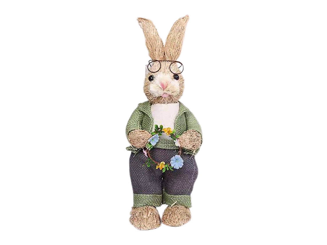 Lindo Conejito De Paja Artificial, Accesorio Decorativo De Pascua Para El Hogar.