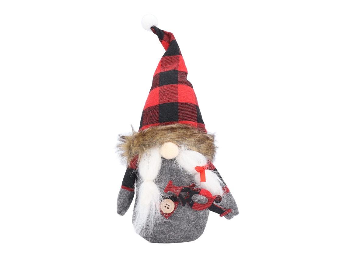 2026-muñeco De Papá Noel Ornamento Gorro Cuadros Rojo Negro Sin Cara Figura De Tela Decoración Navideña Para Estantería Mesa Joy