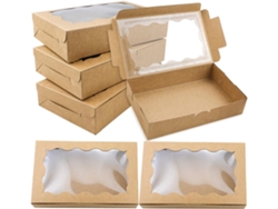 30 cajitas pequeñas de cartón kraft para galletas con ventana transparente – Cajas de regalo para dulces, postres, confitería, fiestas y Navidad
