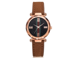 Reloj De Pulsera De Cuarzo Sencillo E Informal Para Mujer Con Correa De Piel Sintética Marrón.