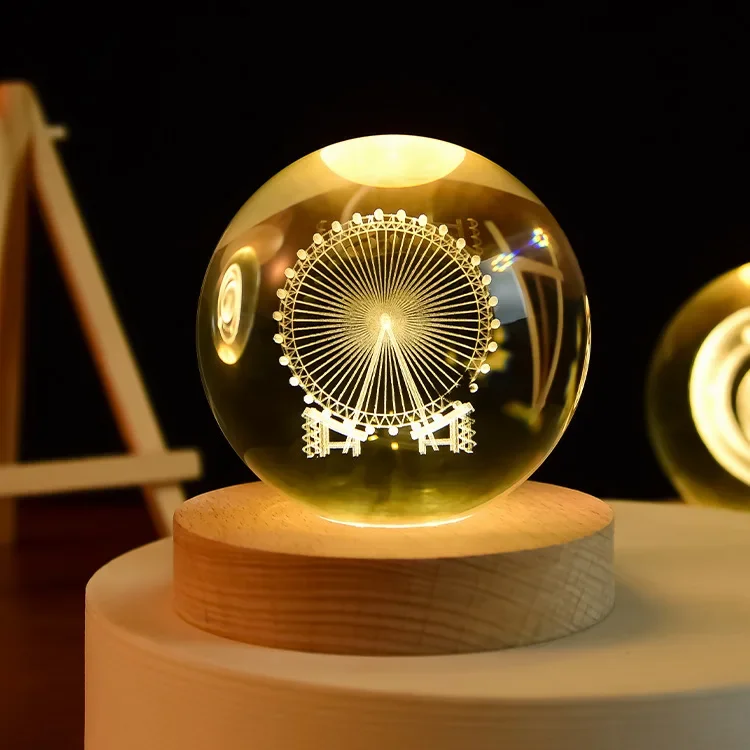 Bola De Cristal 3d De 6 Cm, Grabada Con Láser, Decoración Para Escritorio.