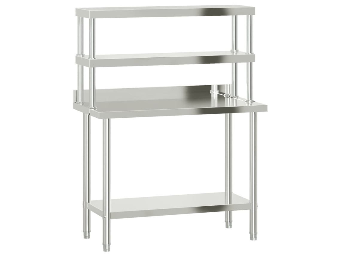 Mesa de trabajo de cocina con estante MAISON EXCLUSIVE Acero inoxidable (110x55x150 cm)