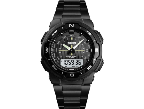 VEANXIN Relojes de pulsera impermeables de acero inoxidable para hombre-Negro