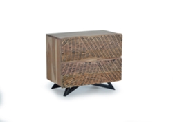 Mesita de noche en madera de acacia y patas de metal Marrón.GINER Y COLOMER 50x34x57