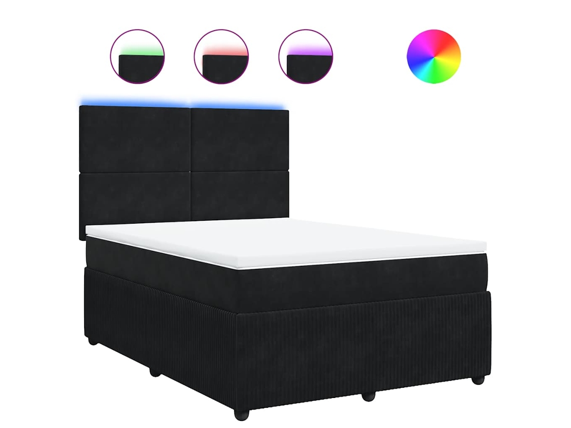 Maison Exclusive - Cama Box Spring Con Colchón Terciopelo Negro 140x200 Cm