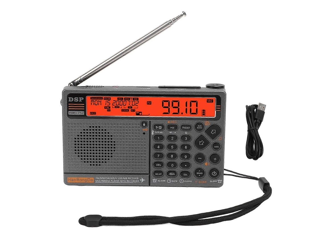 Radio multibanda SW FM MW Air V.UHF WB Rango de frecuencia Control por aplicación Reproducción Bluetooth Radio digital con Chennnls