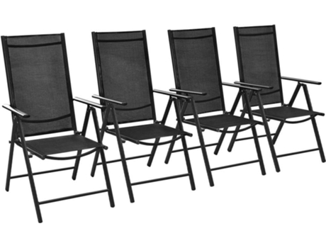 Conjunto 4 Silla Jardin VIDAXL Negro Tela