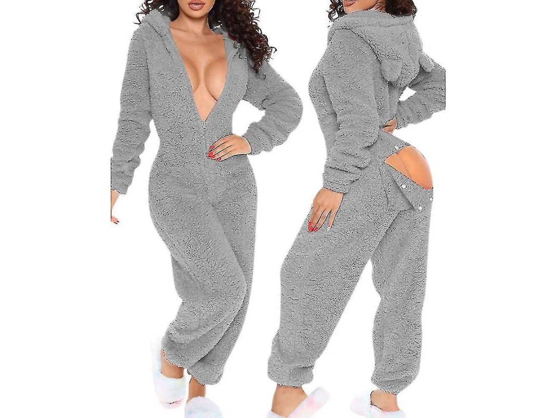2026-pijama Entero Largo Caliente De Algodón Cepillado Con Cremallera Y Capucha Oídos De Gato F4871