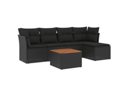 Maison Exclusive - Set De Sofás De Jardín 6 Piezas Y Cojines Ratán Sintético Negro