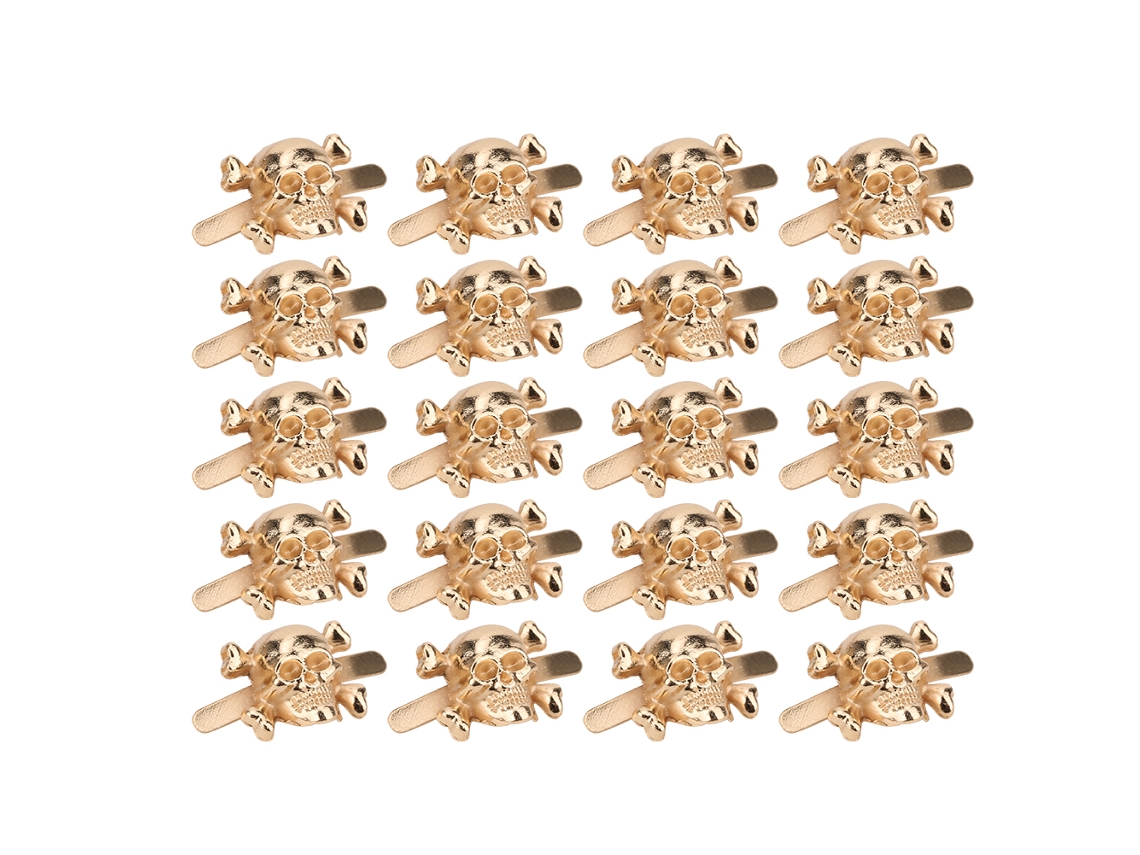 20pcs Pinos de Afixação Diy Caveira Punk Dourado 13x15mm para Couro Bolsas Roupas