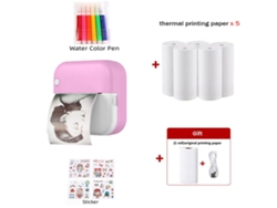 Mini Impressora Térmica Sem Tinta Portátil Sem Fio Bluetooth Rosa GERTIZ