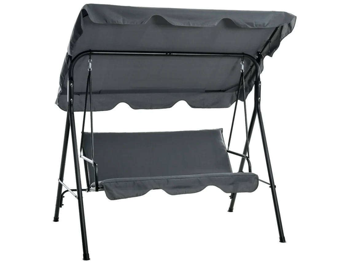 Columpio Hollywood De 3 Plazas Con Funda De Cojín, Capacidad De 240 Kg, Color Gris.