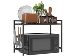 Estante extensible para microondas, metal negro.