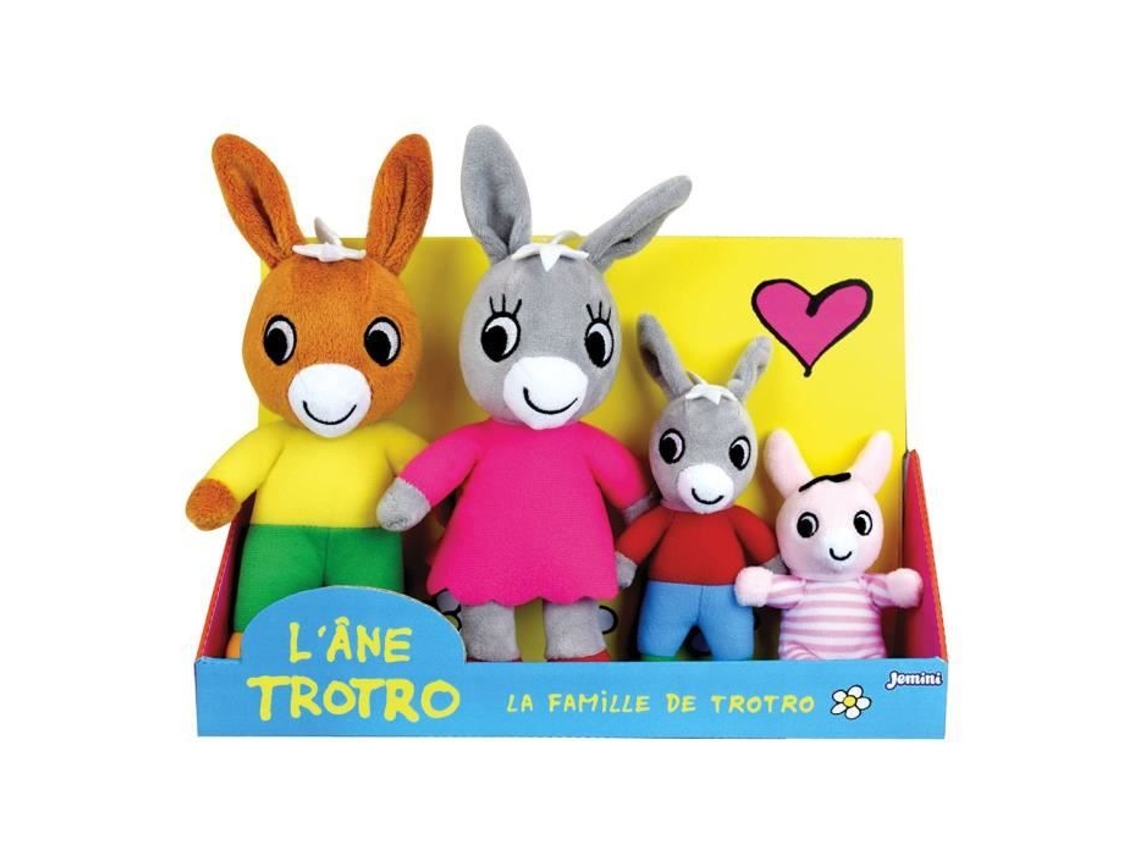 Caja de peluche Trotro y familia /- 15 cm - JEMINI - Trotro, su madre, su padre y su hermana menor.