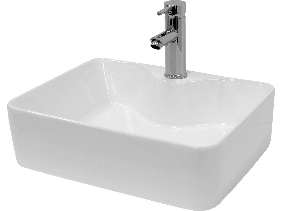 Lavabo ECD GERMANY Cuadrado Cerámica (Blanco - 48 x 38 x 14 cm)