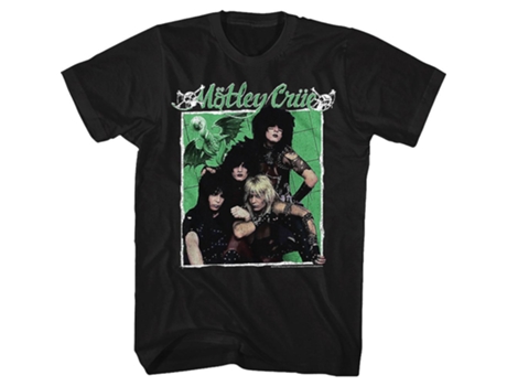Camiseta ROCKINSTONE de Motley Crue con foto de grupo de 1989 (S)