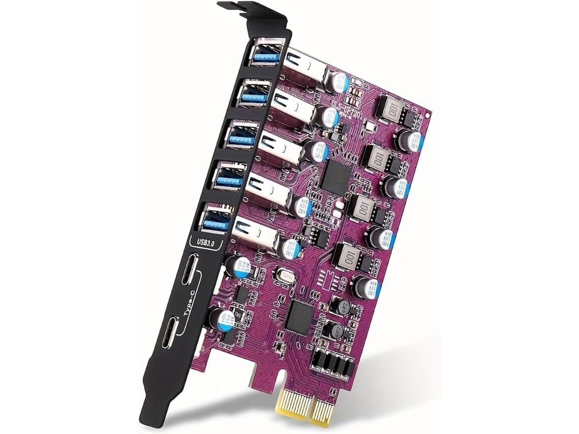 Tarjeta de expansión USB 3.0 con 7 puertos: USB-A, 5 USB-C, 2 PCI Express SFUSHOS