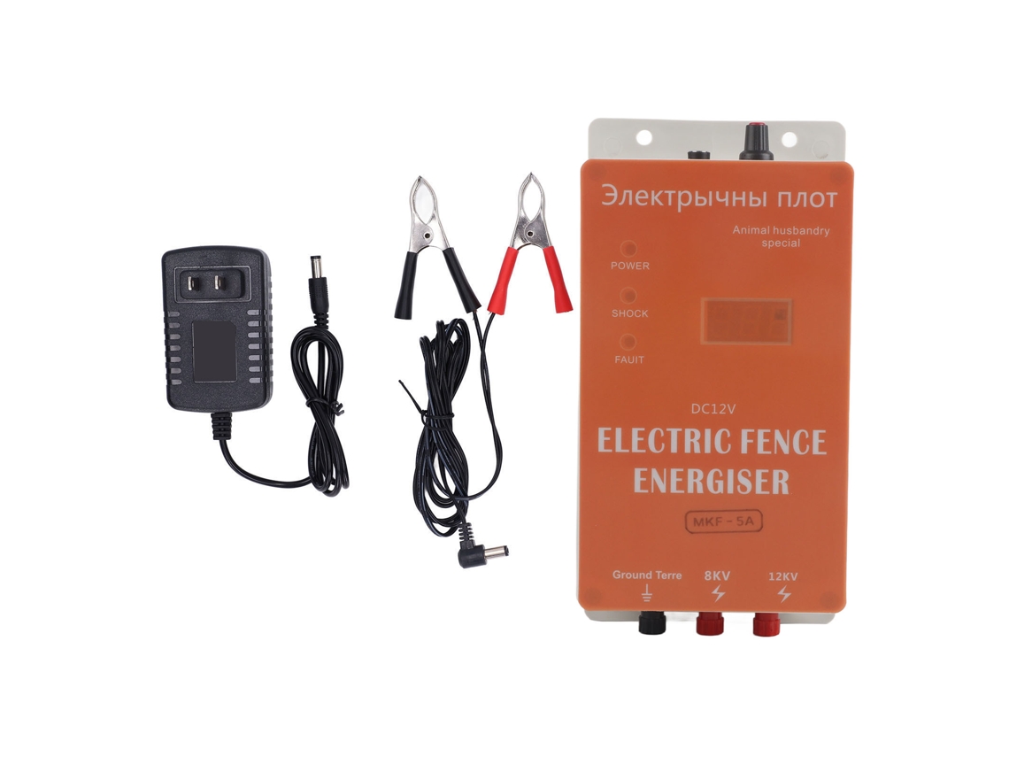 Cargador solar para cercas eléctricas de 5 km, 8 kV/12 kV, para animales