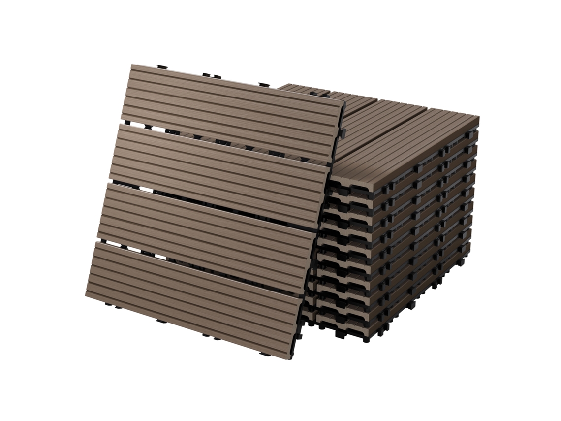 Ecd Germany Baldosas De Patio Wpc De 30x30 Cm 55 Piezas Por 5m² Marrón Oscuro
