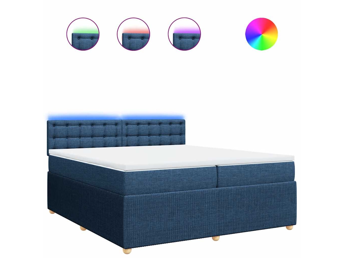Maison Exclusive - Cama Box Spring Con Colchón Tela Azul 200x200 Cm