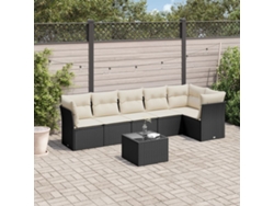 Conjunto de sofá de jardín de 7 piezas con cojines de mimbre negro de DKD Home Decor