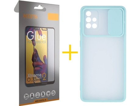 Carcasa + Protector de Pantalla para Samsung Galaxy A71 ACCETEL Verde Agua