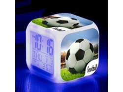 Reloj creativo de alarma con diseño de fútbol, LED colorido, reloj cuadrado para niños y estudiantes Kofihety
