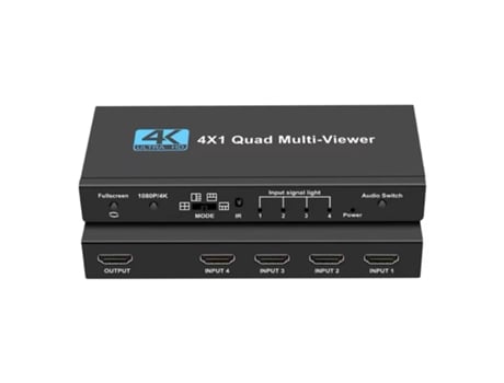 HDMI Multiviewer Switch 4x1 HDMI Quad Seamless Switcher 4 en 1 Soporte de salida 4K 30Hz 5 Modos de visualización para cámara PS4 PC a monitor de TV