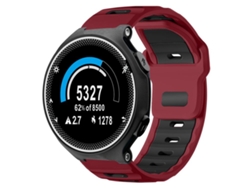 Bracelete Para Garmin Forerunner 220 / 735 / 735xt / 230 / 235 - Silicone Bicolor - Encaixe Plano Vermelho Vinho + Preto