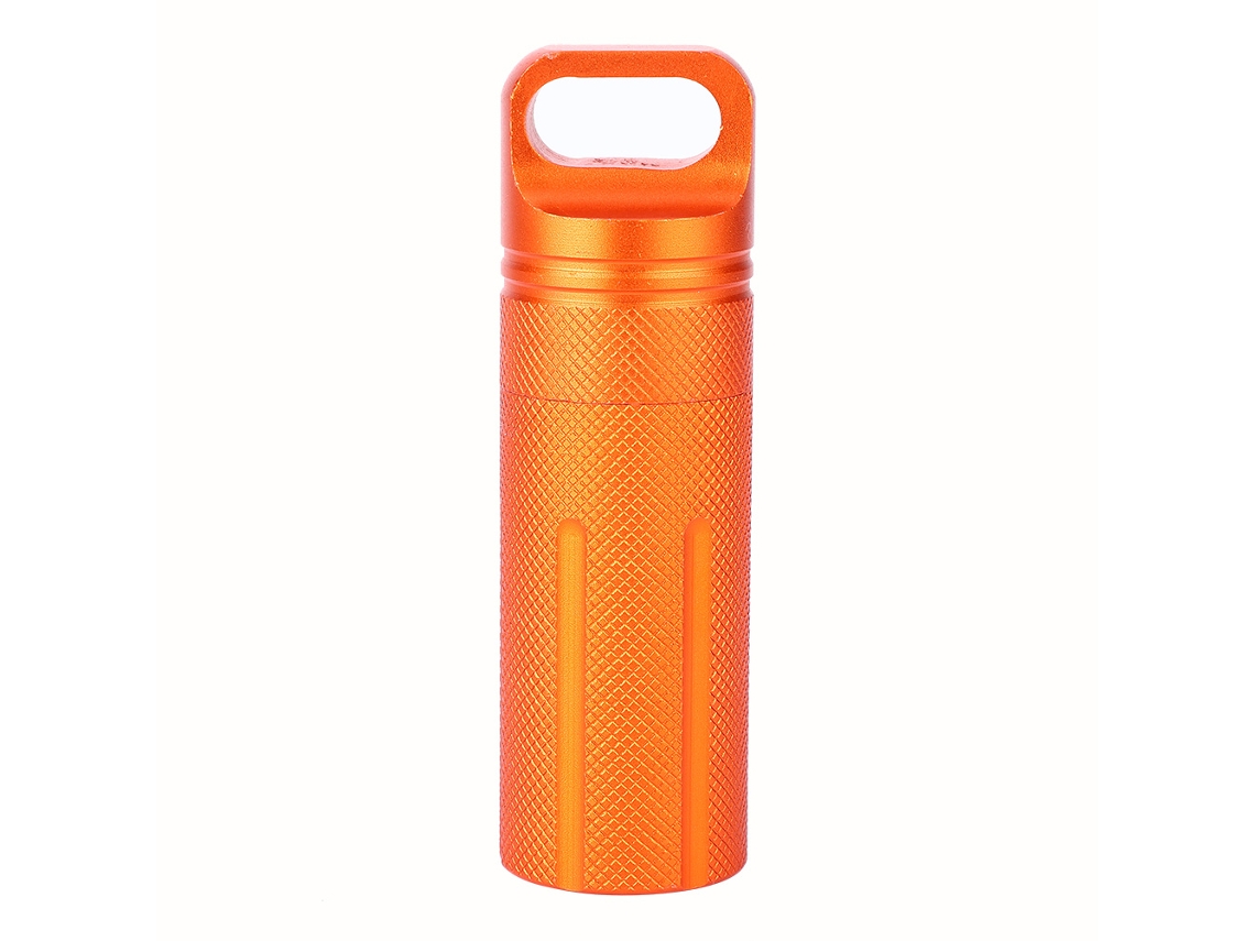Contenedor de almacenamiento impermeable de aleación de aluminio CNC, botella sellada para supervivencia al aire libre, Eioororriy (naranja)