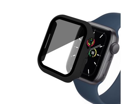 Apple Watch 7 41 mm Parte mate + Película templada Estuche protector de reloj integrado antiespía (Negro)