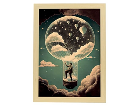 NACNIC Poster Bombilla En Estilo Surrealismo Cinematográfico Ilustraciones Y Grabados De Historieta Abstracta Y Artística A3 Marcos Madera