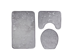 Juego De 3 Alfombrillas De Baño 3d Antideslizantes Y Absorbentes De Agua (gris)