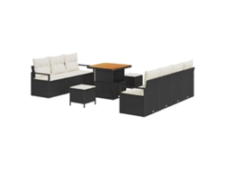 Maison Exclusive - Conjunto De Sofás De Jardín 10 Pcs Negro Ratán Sintético