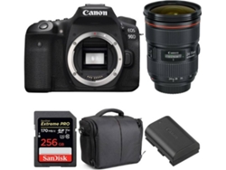 Kit Cámara CANON EOS 90D + EF 24-70mm f/2.8L II USM + SanDisk 256 GB + Batería + Bolsa (APS-C)