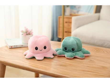 Voltereta de Doble Cara, Pulpo Lindo, Juguete de Muñeca de Mesa 20Cm de Rosa A Verde