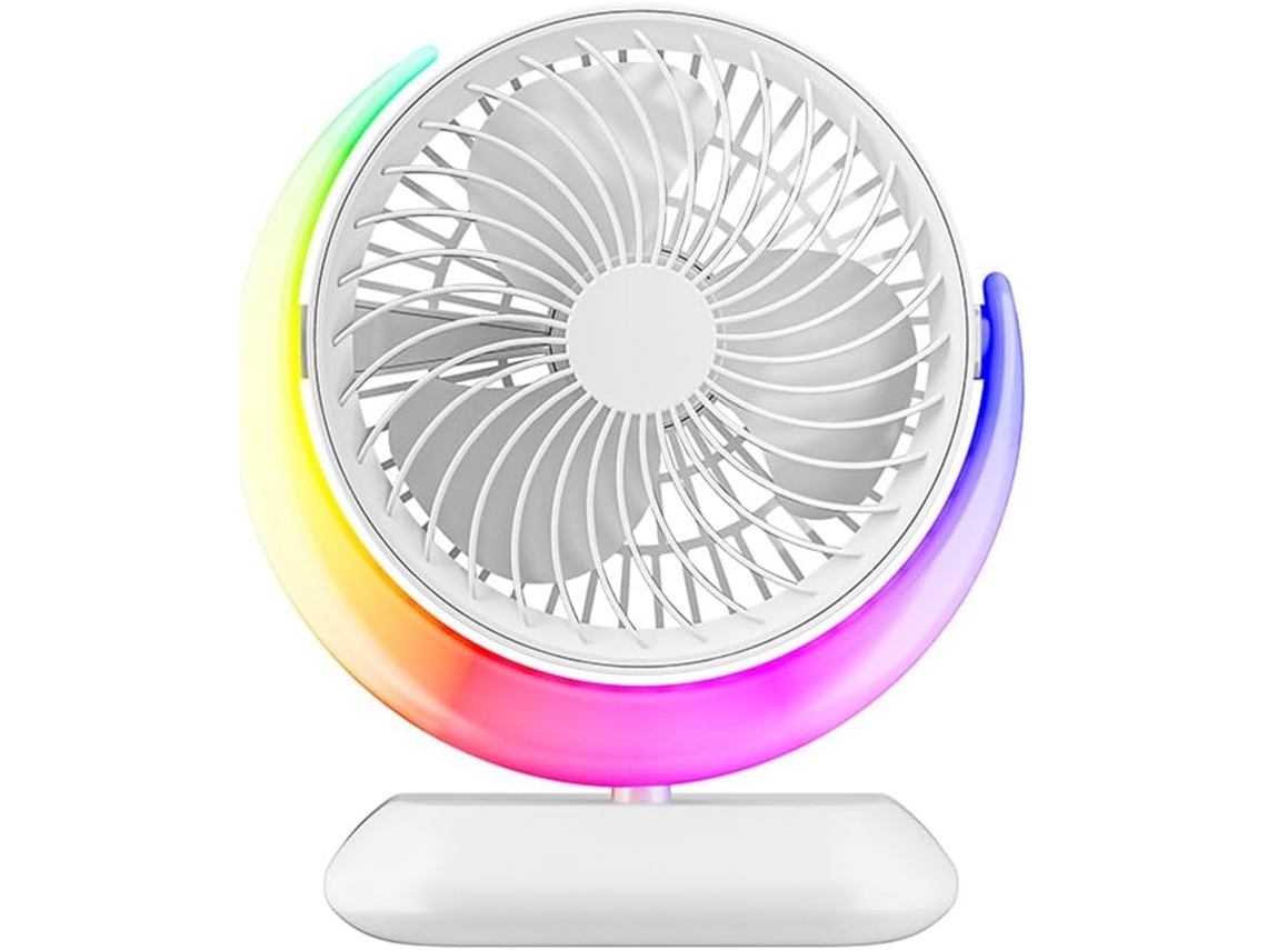 Ventilador De Escritorio Usb Giratorio De 3 Velocidades Con Luz Nocturna, Mini Ventilador Personal Para Dormitorio.