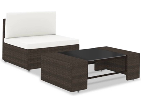 Conjunto 2 de muebles de jardín VIDAXL ratán sintético marrón