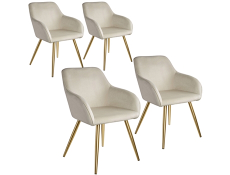3 Sillas TECTAKE Gold Marilyn Terciopelo