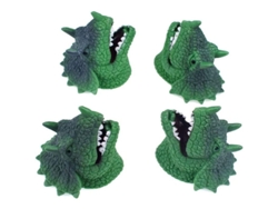 4 Guantes Con Forma De Marioneta De Dinosaurio Verde. Juguete De Imaginación. Regalo Ideal Para Niños Y Adultos.