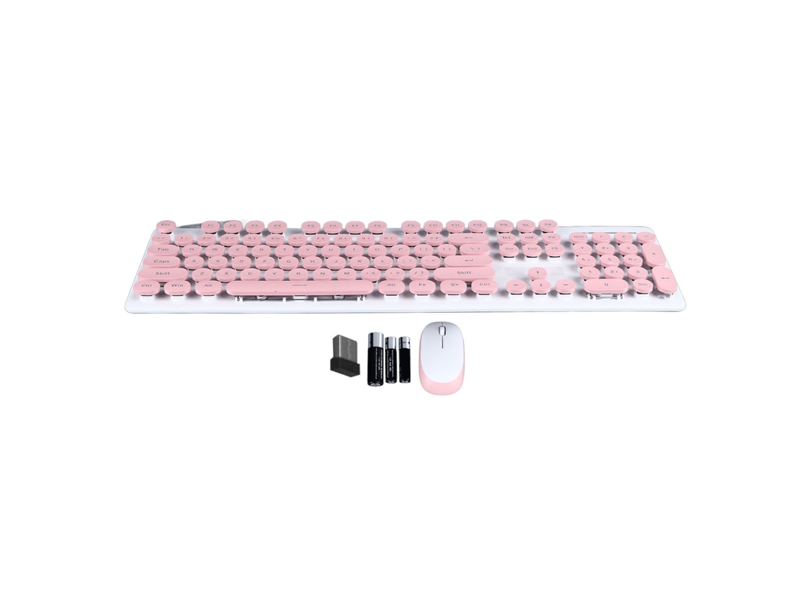 Combo Inalámbrico De Teclado Y Ratón Estilo Punk Con Teclas Redondas Para Ordenadores De Sobremesa, Portátiles Y De Sobremesa.