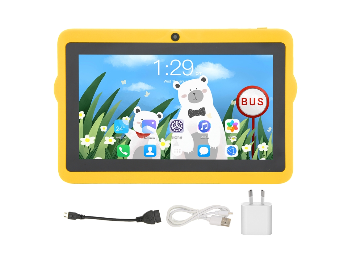 Tableta infantil Android 10 de 7 pulgadas, 2 GB/32 GB, Wi-Fi dual, luz azul baja, luz amarilla dorada